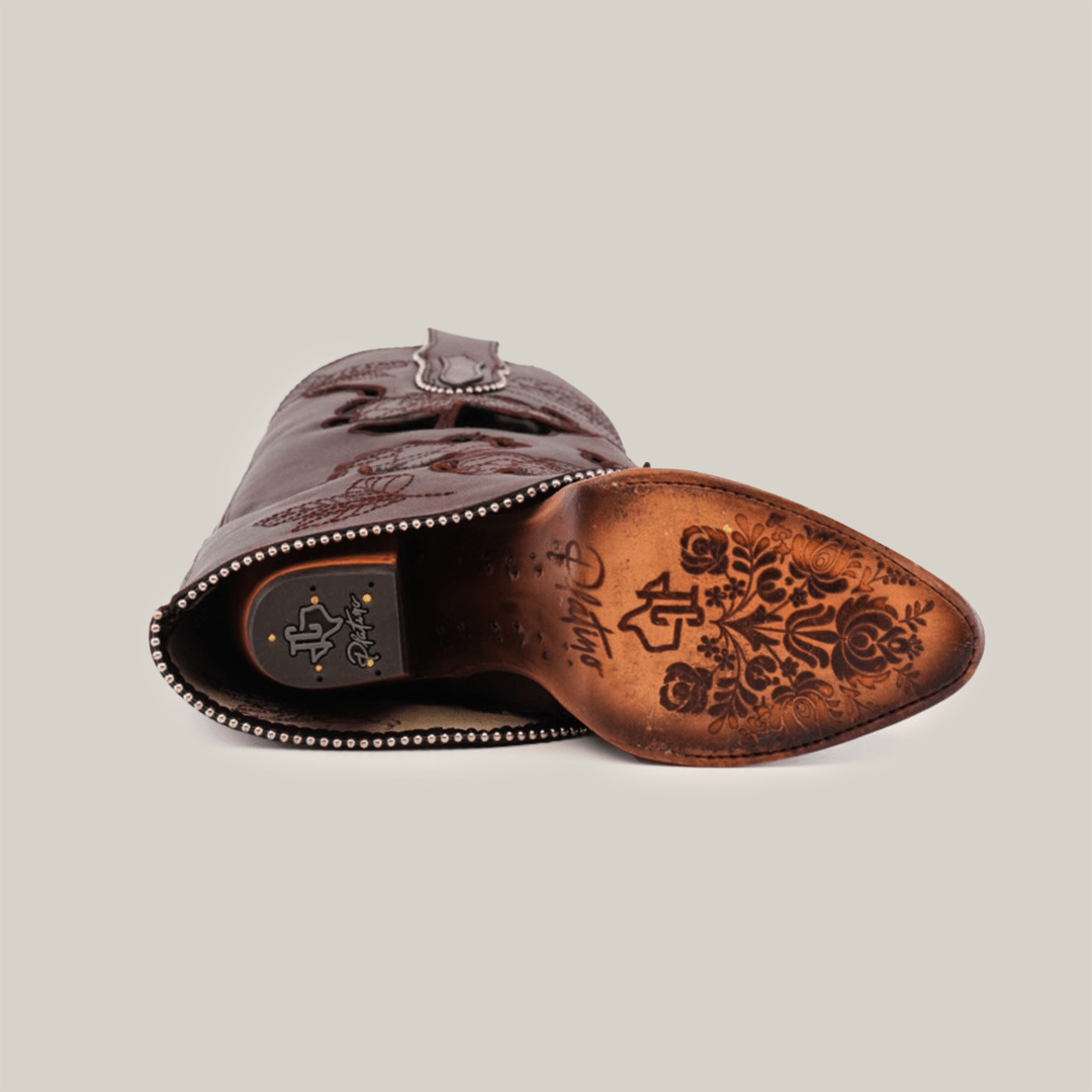 Roma Flowers Tall Shaft Chocolate - J Toe - Gomez Western Wear