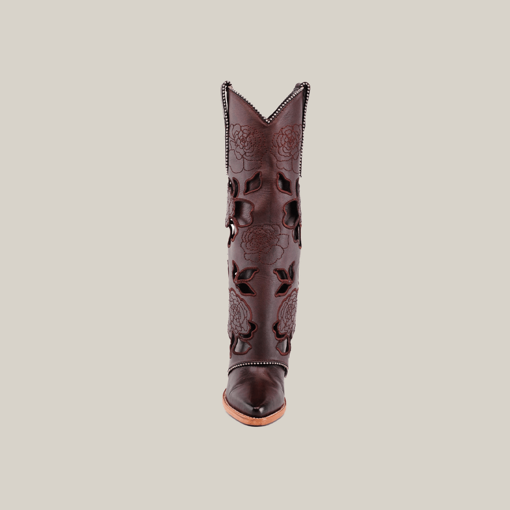 Roma Flowers Tall Shaft Chocolate - J Toe - Gomez Western Wear
