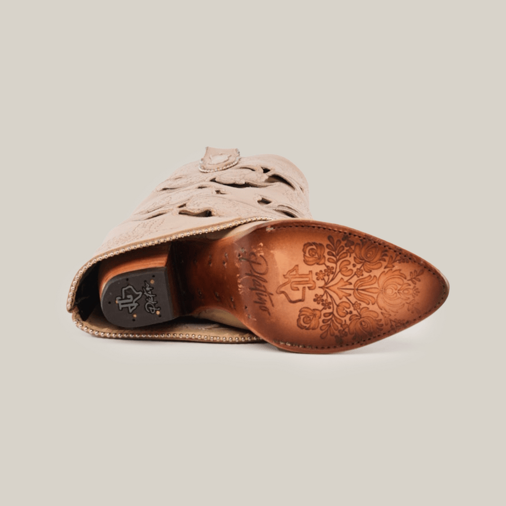 Roma Flowers Tall Shaft Cream - J Toe - Gomez Western Wear