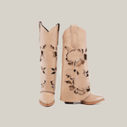 Roma Flowers Tall Shaft Cream - J Toe - Gomez Western Wear