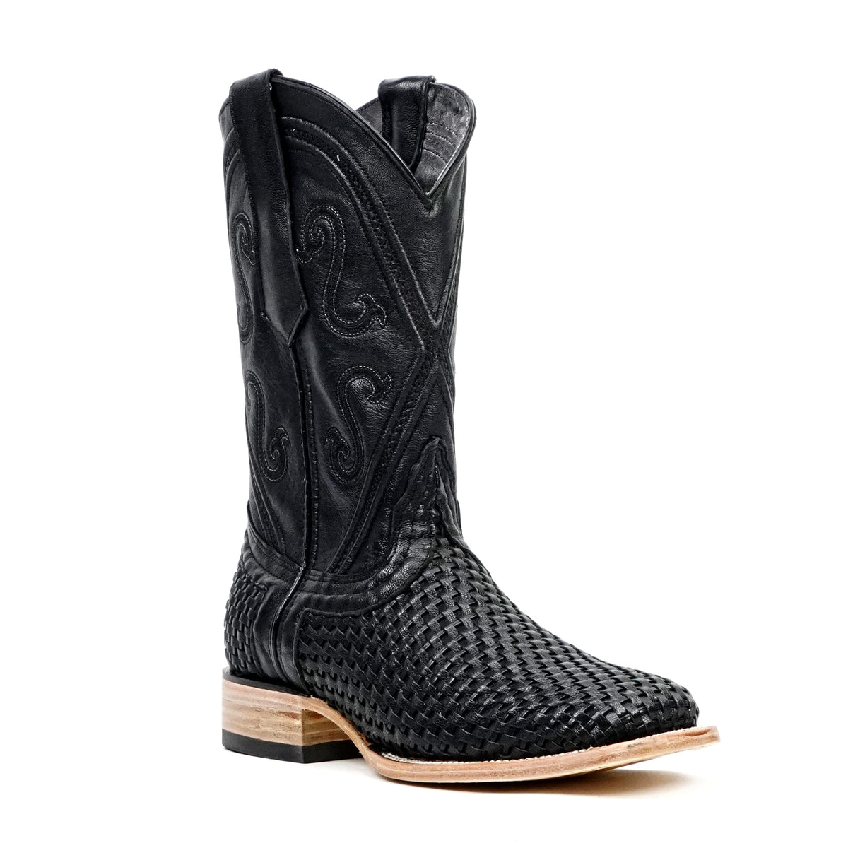 Rush Black Basketweave Boots - Square Toe (E633) - Gomez Western Wear