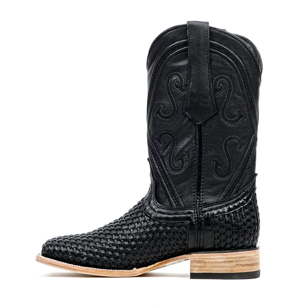 Rush Black Basketweave Boots - Square Toe (E633) - Gomez Western Wear