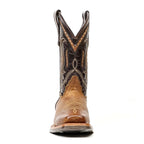 Rustic Honey Leather Boots (Youth) - Slip-Resistant Sole - Rodeo Toe (E28) - Gomez Western Wear