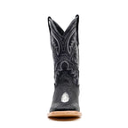 Stingray Black Boots - Embossed Leather - Square Toe (E442) - Gomez Western Wear
