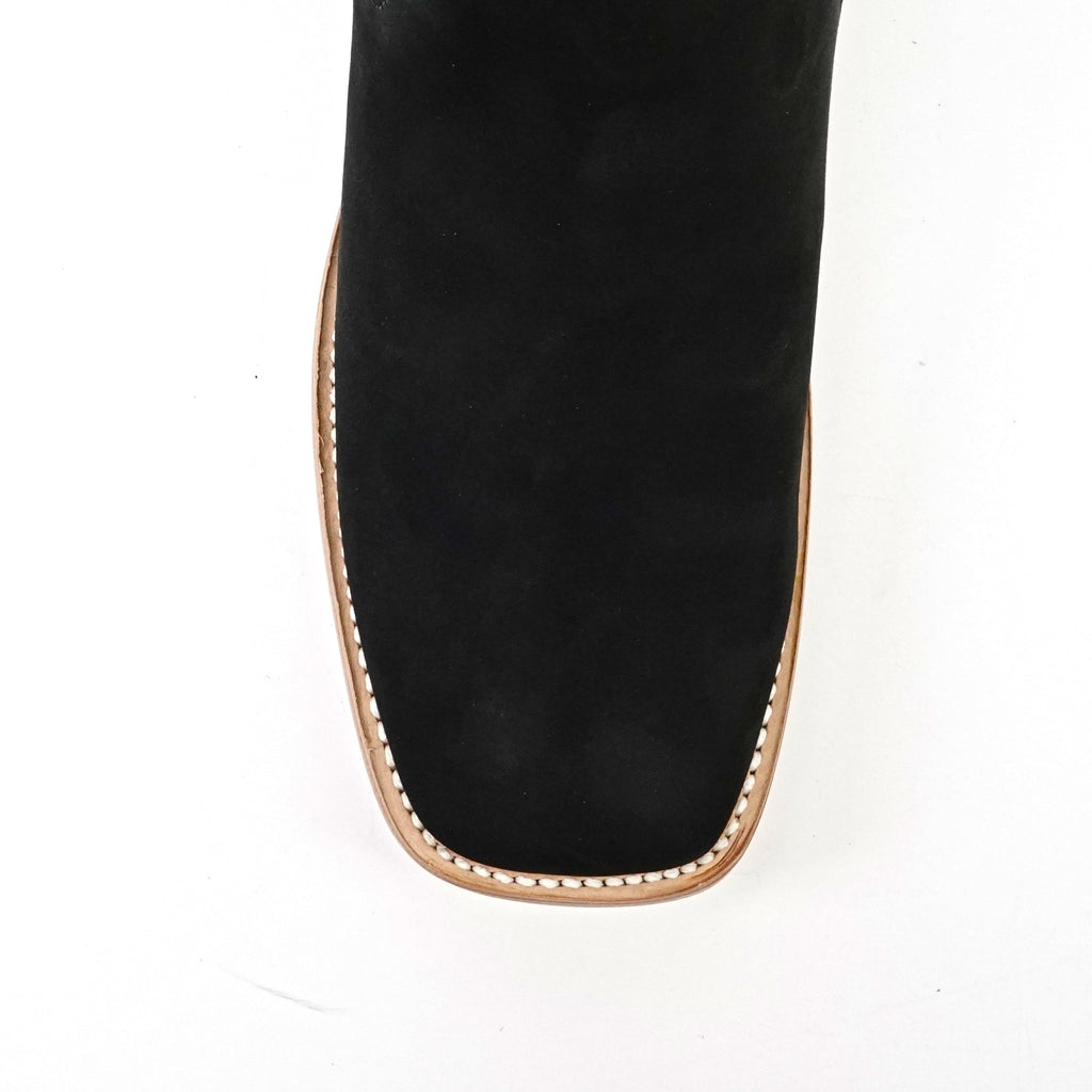 Suede Nubuck Black Ankle Boots - Square Toe (E1200) - Gomez Western Wear