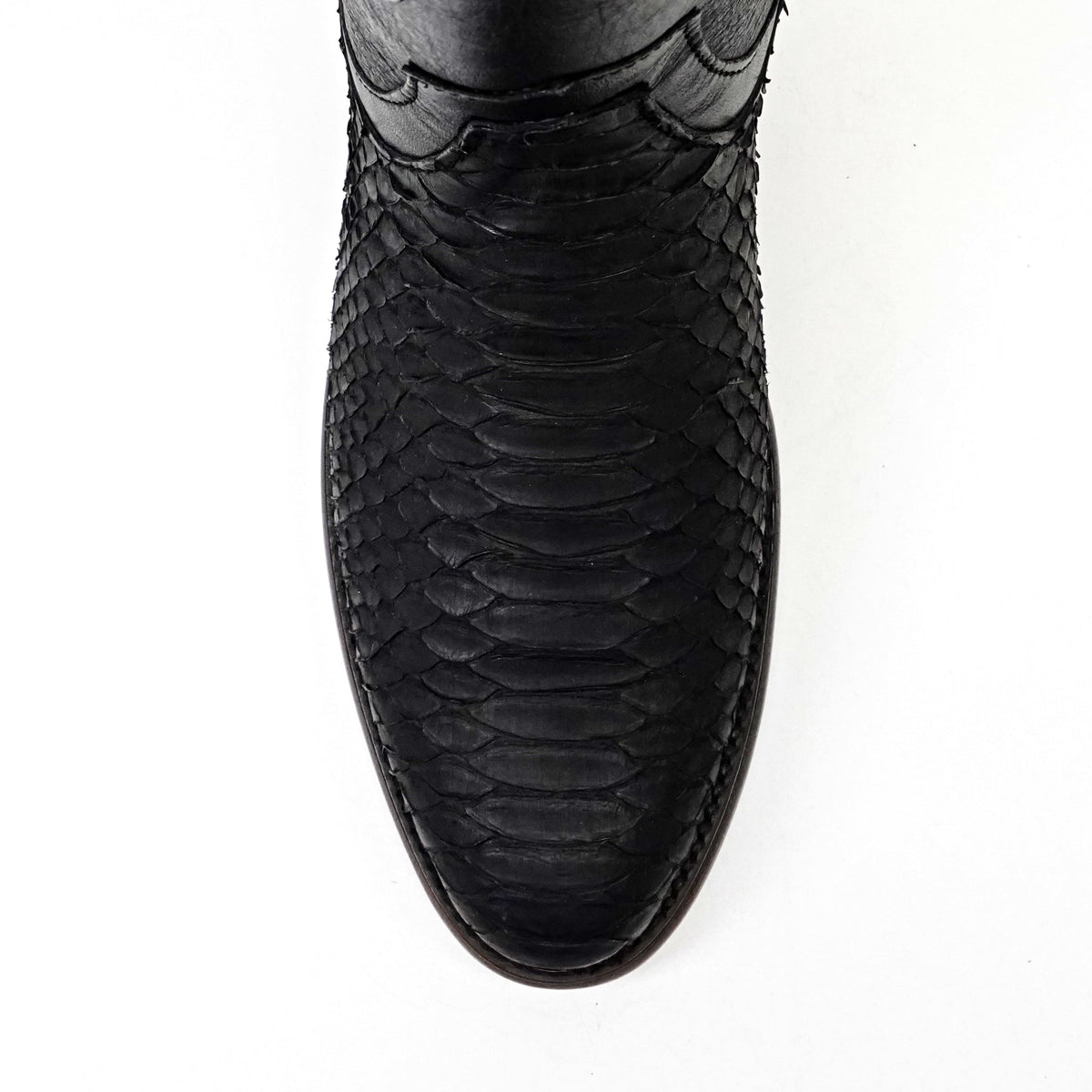 Tanner Platinum Python Boots - Matte Black - Roper Toe - Gomez Western Wear