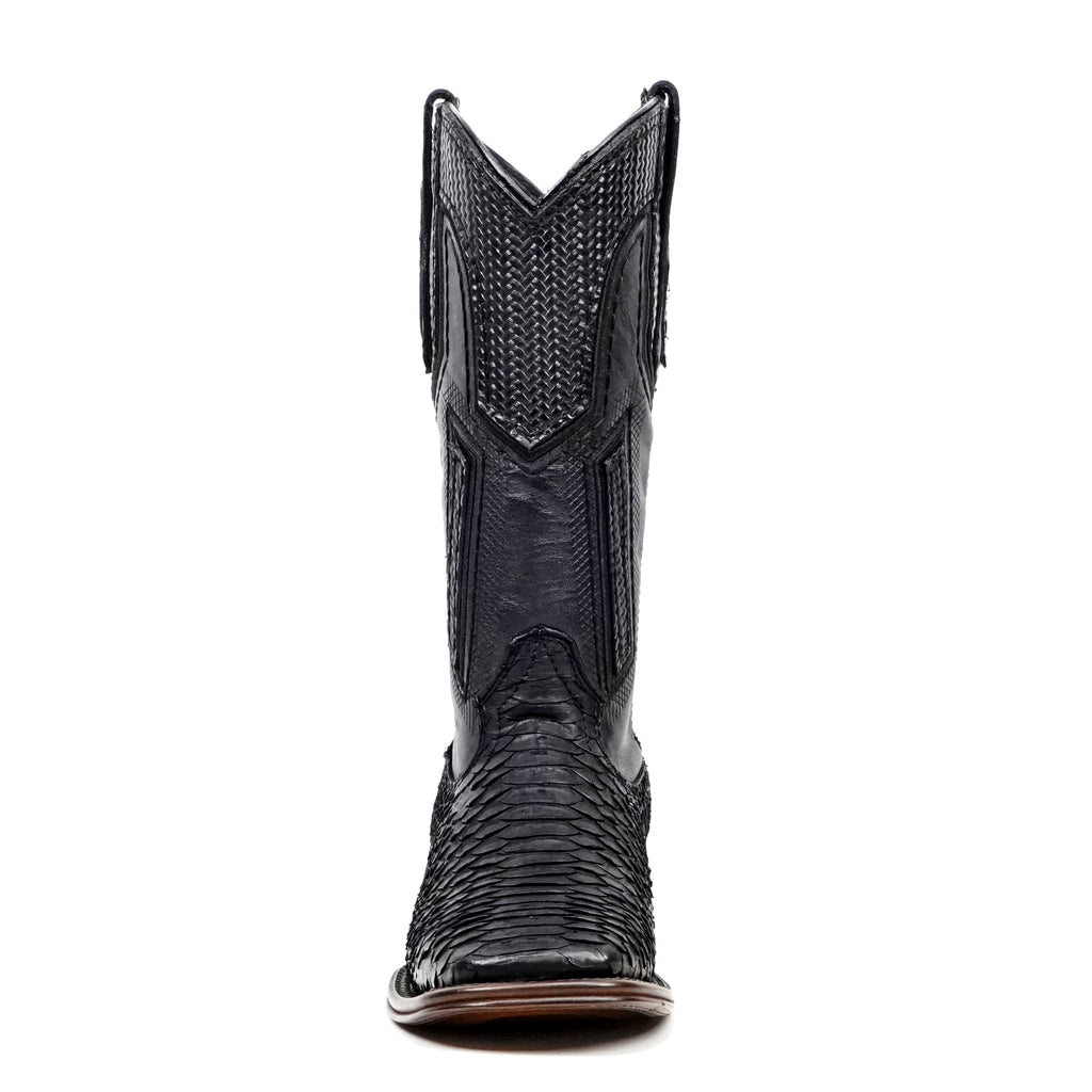 Tanner Platinum Python Boots - Matte Black - Square Toe - Gomez Western Wear