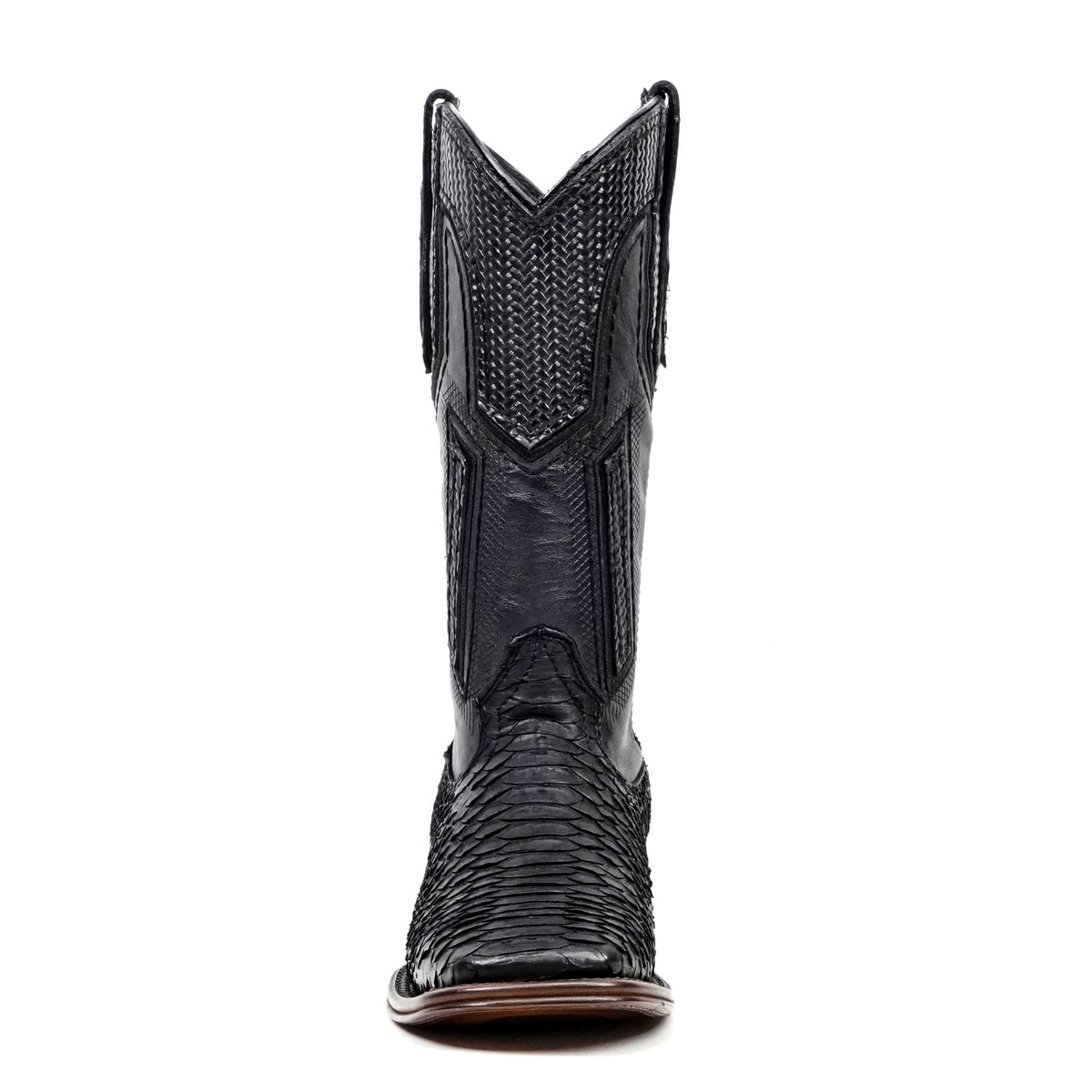 Tanner Platinum Python Boots - Matte Black - Square Toe - Gomez Western Wear