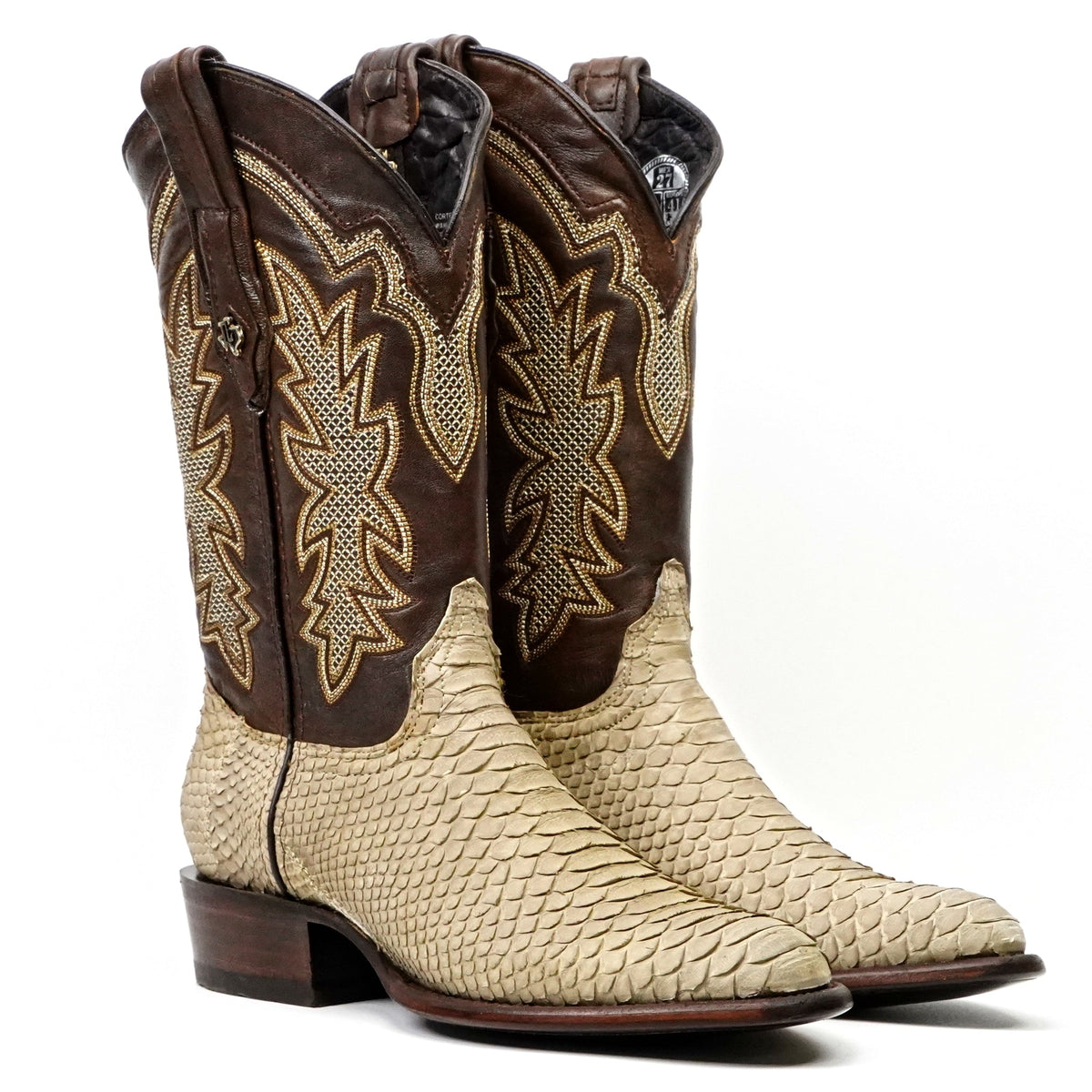 Tanner Python Boots - Cappuccino - Roper Toe (PN240) - Gomez Western Wear