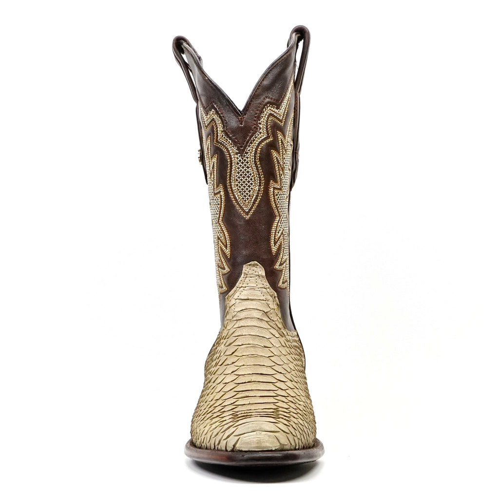 Tanner Python Boots - Cappuccino - Roper Toe (PN240) - Gomez Western Wear