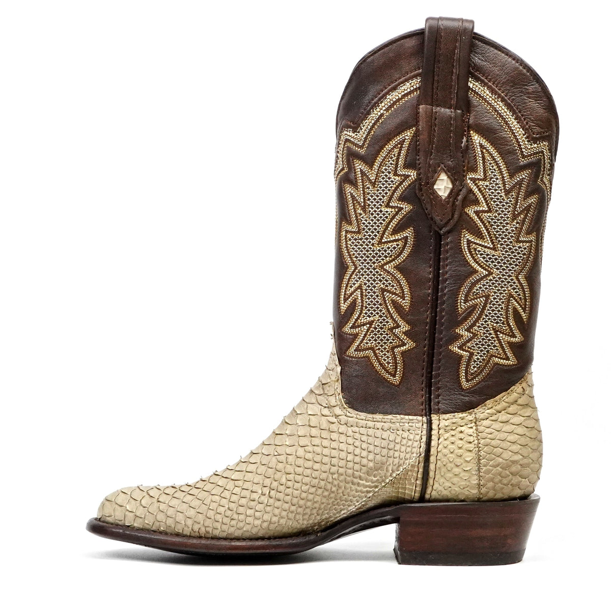 Tanner Python Boots - Cappuccino - Roper Toe (PN240) - Gomez Western Wear