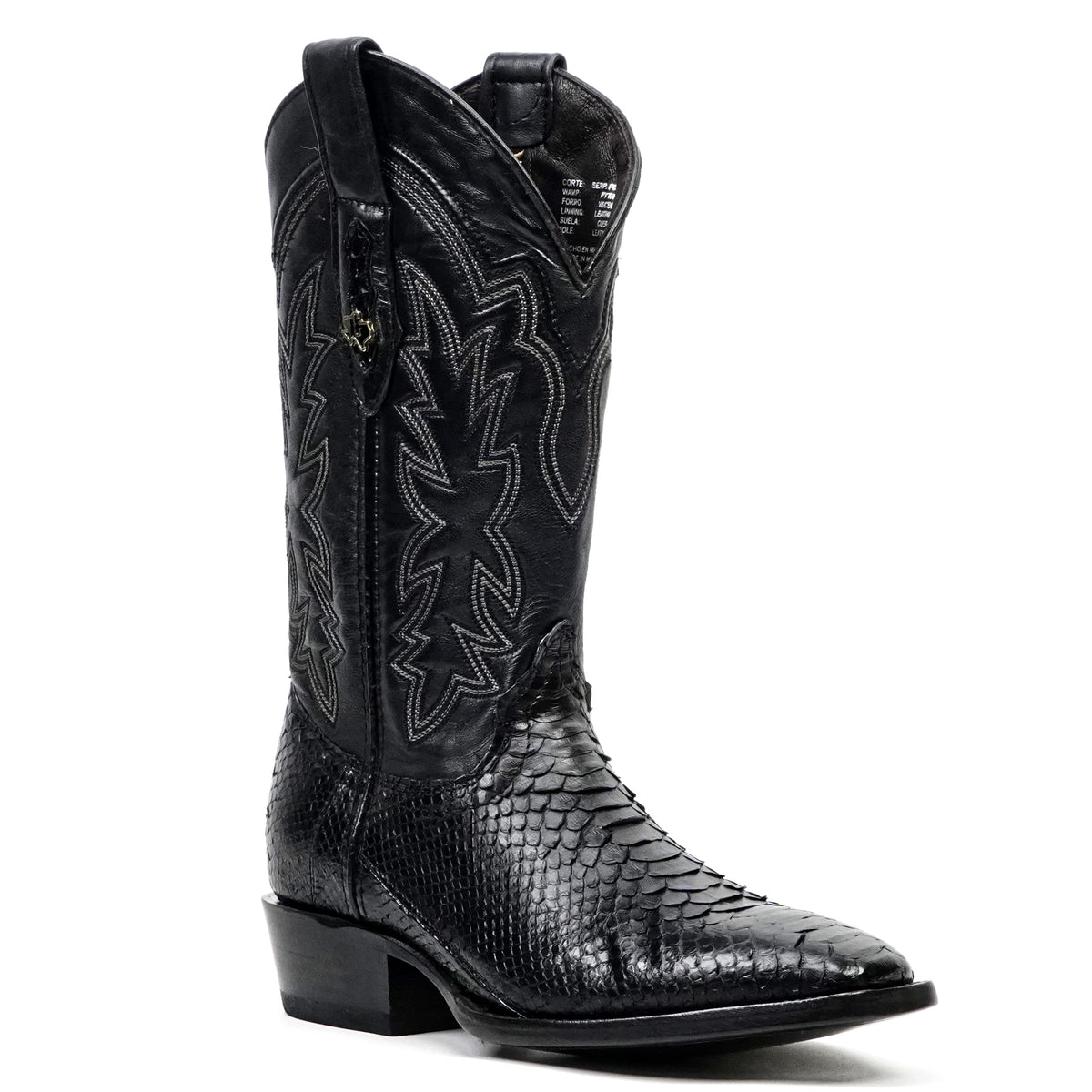 Tanner Python Boots - Glossy Black - Cutter Toe (PN26) - Gomez Western Wear