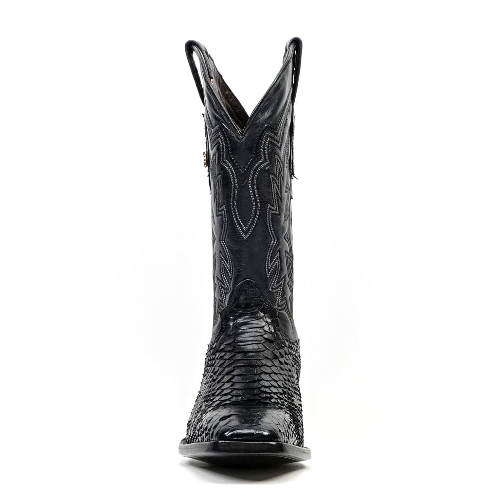 Tanner Python Boots - Glossy Black - Cutter Toe (PN26) - Gomez Western Wear