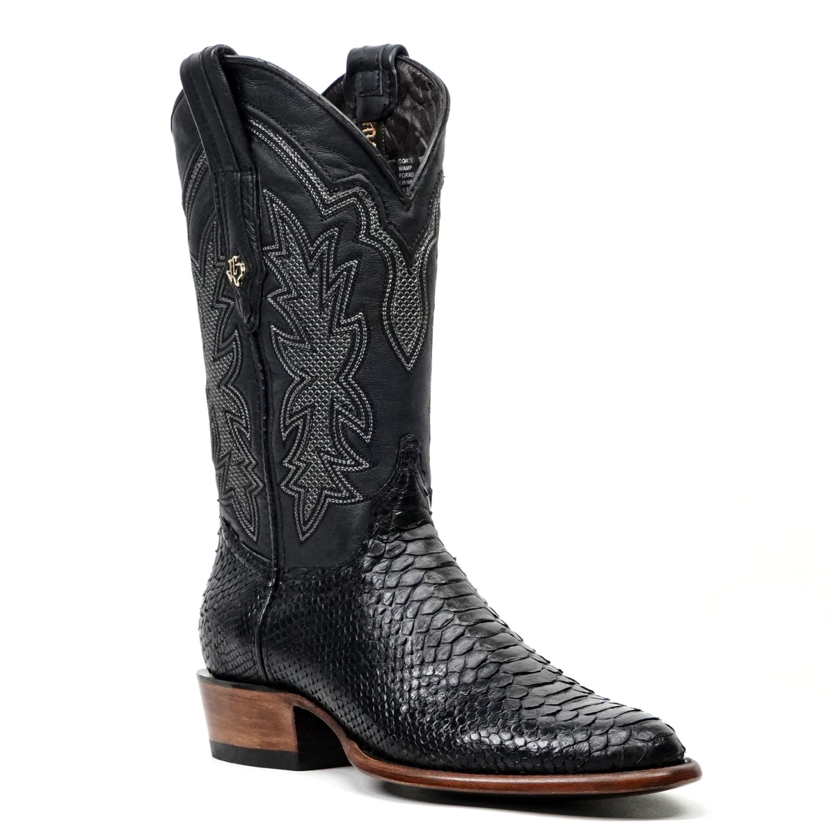 Tanner Python Boots - Glossy Black - Roper Toe (PN240) - Gomez Western Wear