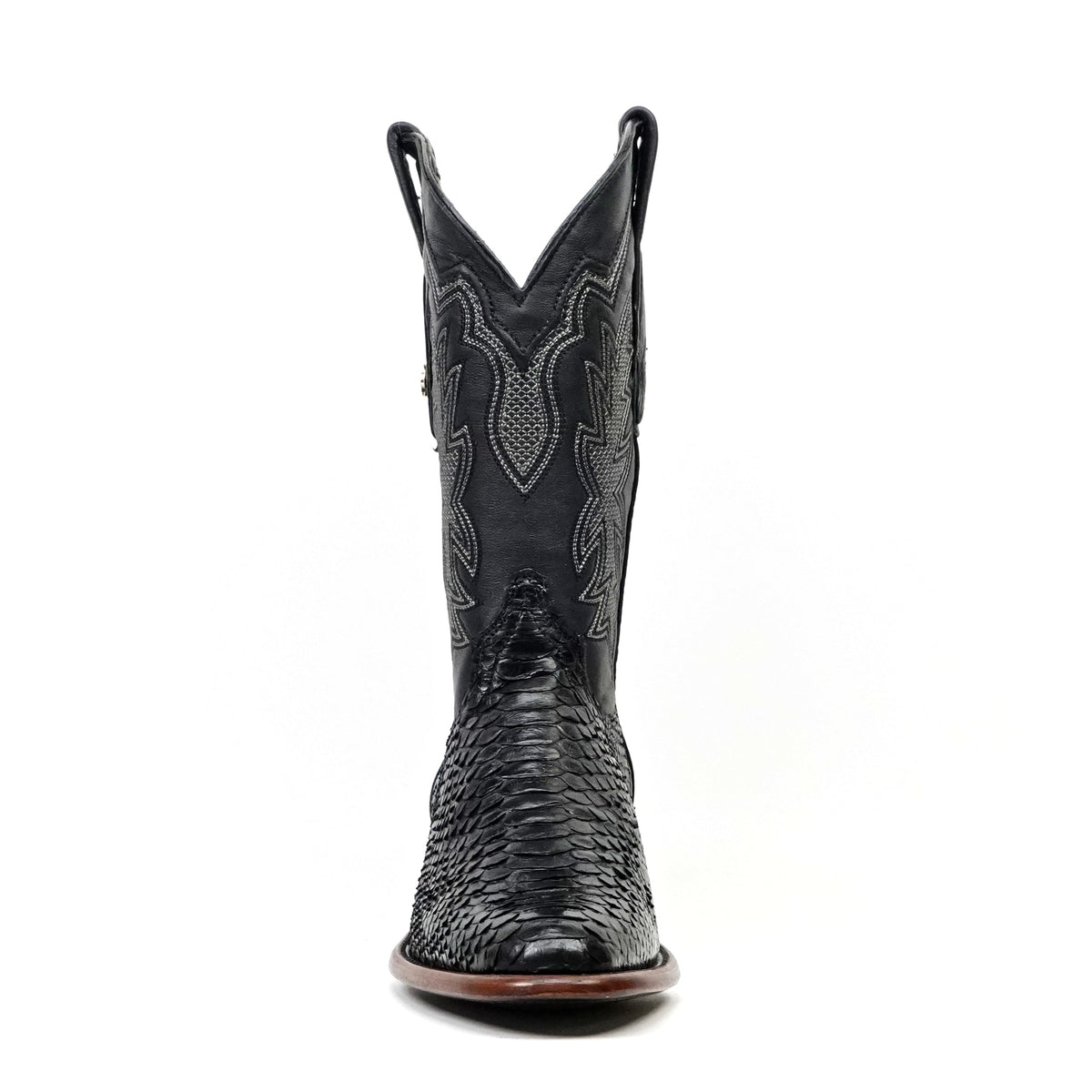 Tanner Python Boots - Glossy Black - Roper Toe (PN240) - Gomez Western Wear