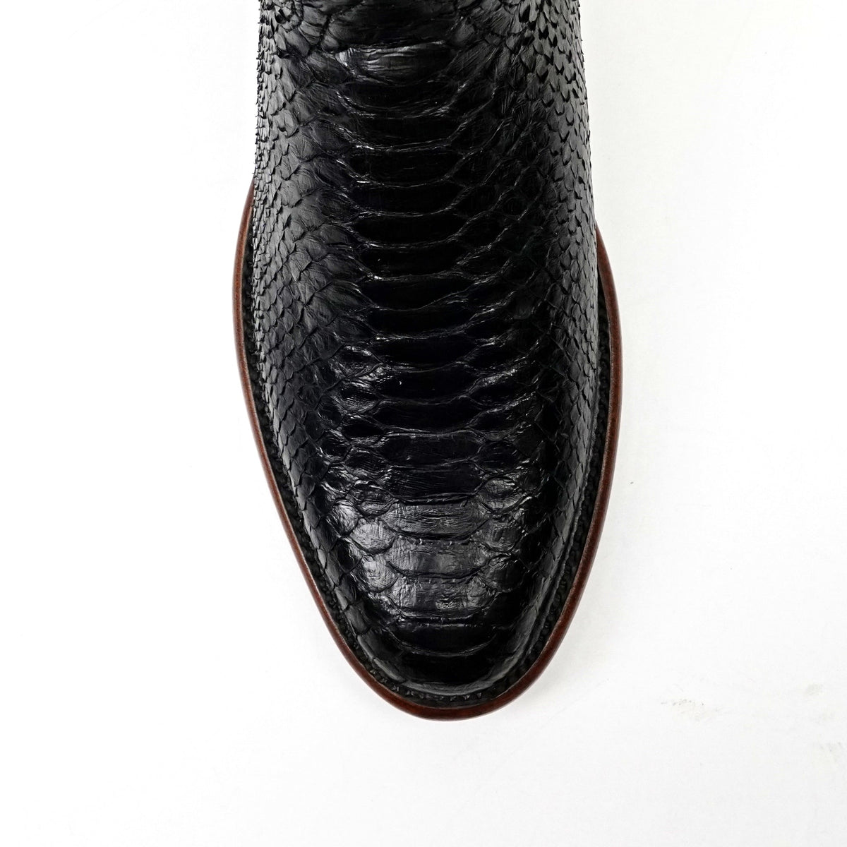 Tanner Python Boots - Glossy Black - Roper Toe (PN240) - Gomez Western Wear