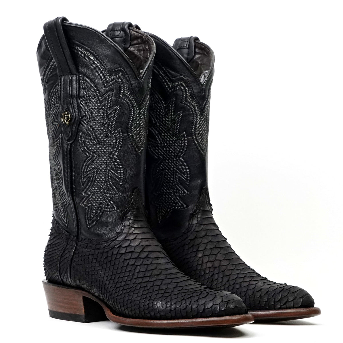 Tanner Python Boots - Matte Black - Roper Toe (PN240) - Gomez Western Wear