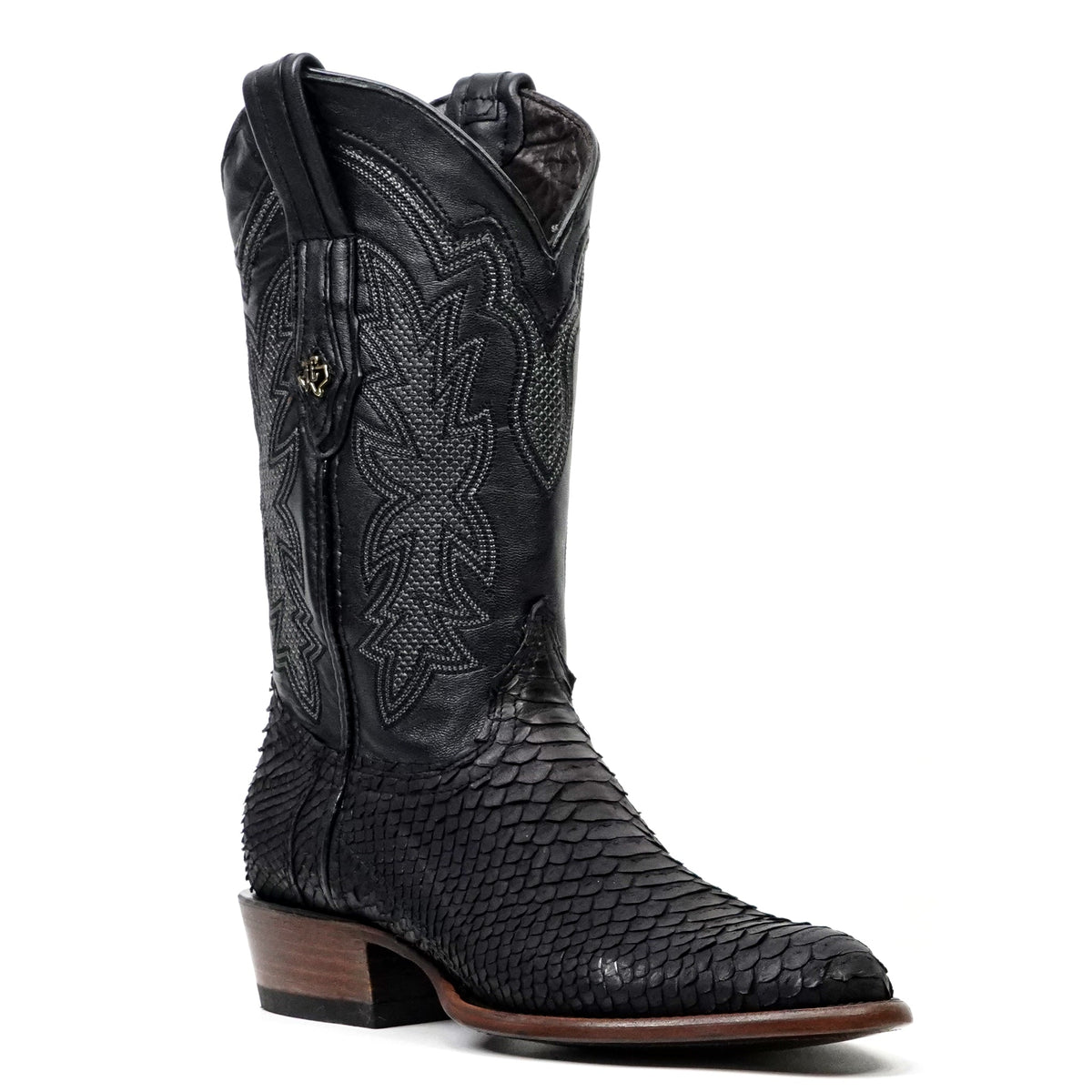 Tanner Python Boots - Matte Black - Roper Toe (PN240) - Gomez Western Wear