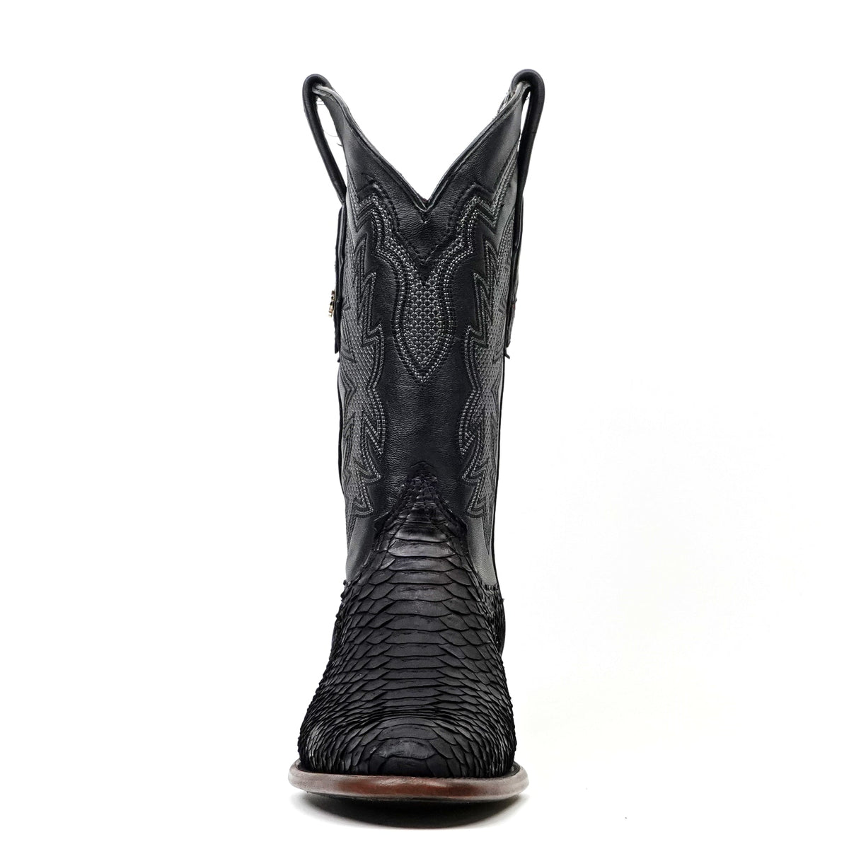 Tanner Python Boots - Matte Black - Roper Toe (PN240) - Gomez Western Wear