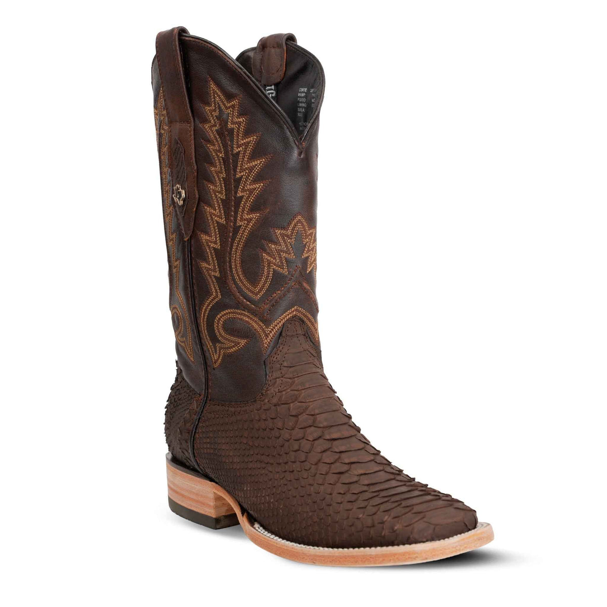 Tanner Python Boots - Matte Brown - Square Toe (PN30) - Gomez Western Wear