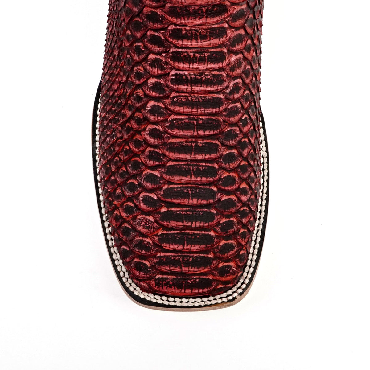 Tanner Python Boots - Nubuck Red - Square Toe (PN30) - Gomez Western Wear