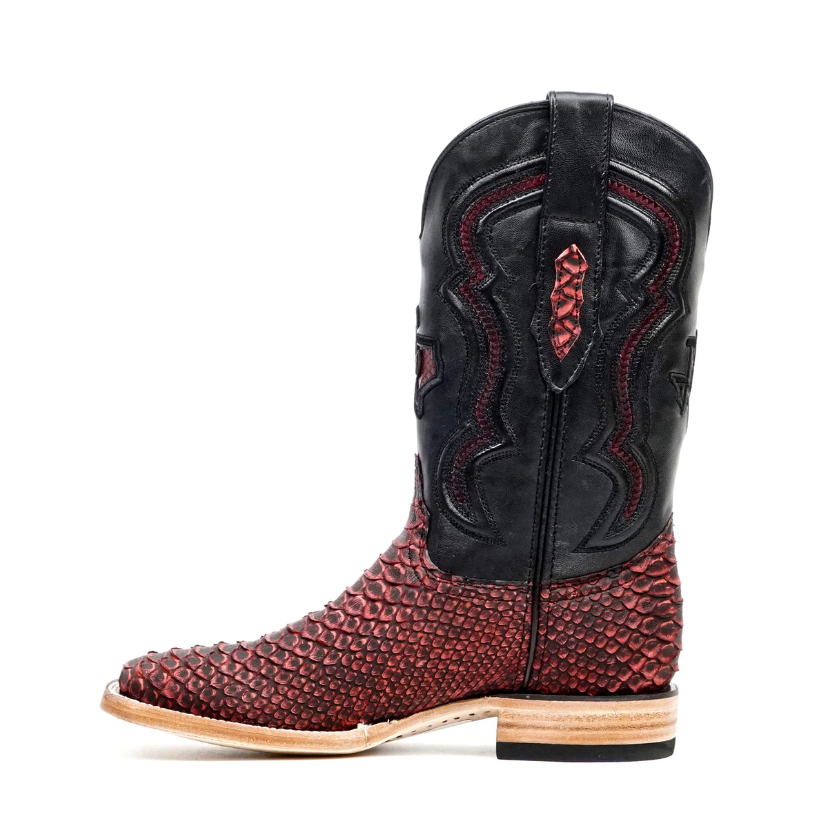 Tanner Python Boots - Nubuck Red - Square Toe (PN30) - Gomez Western Wear