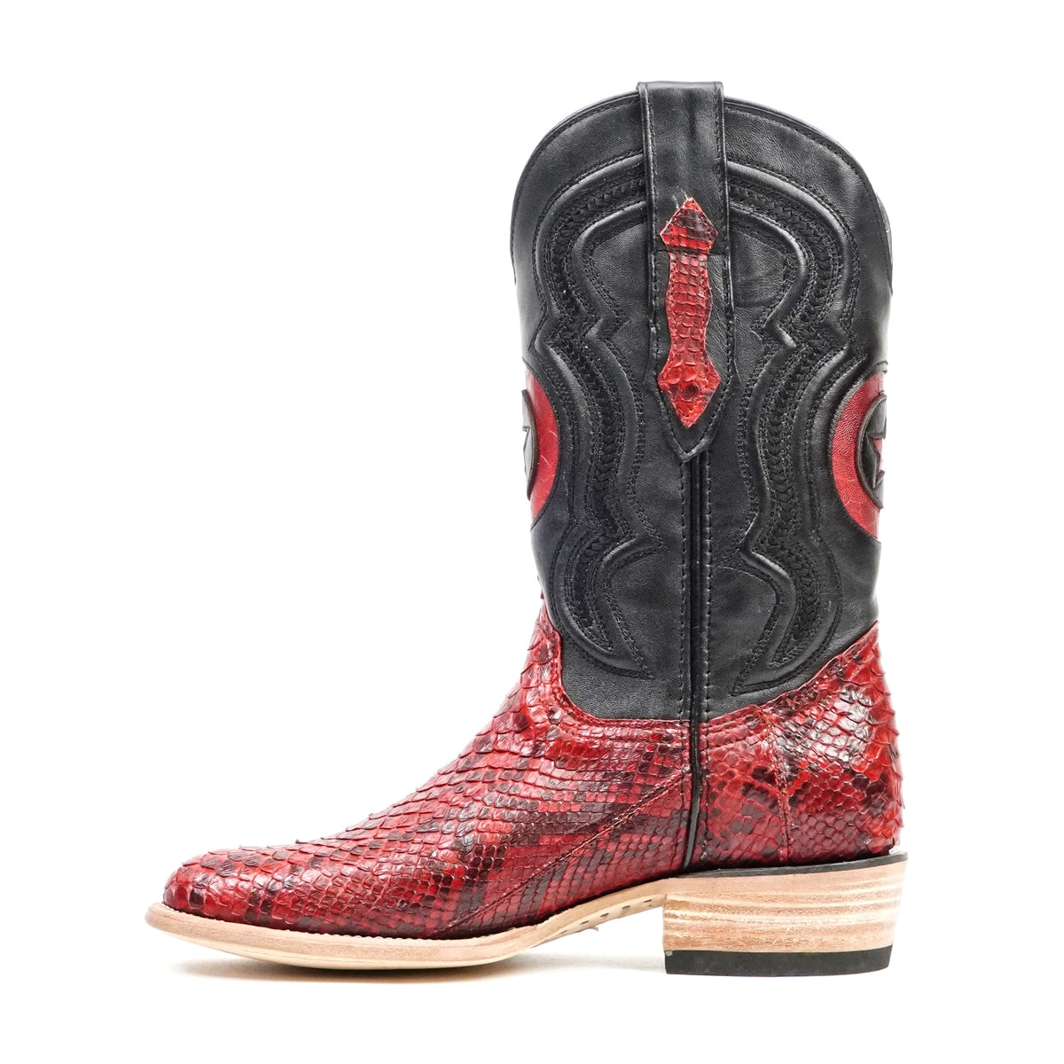 Tanner Python Boots - Red - Rodeo Toe (PT10) - Gomez Western Wear