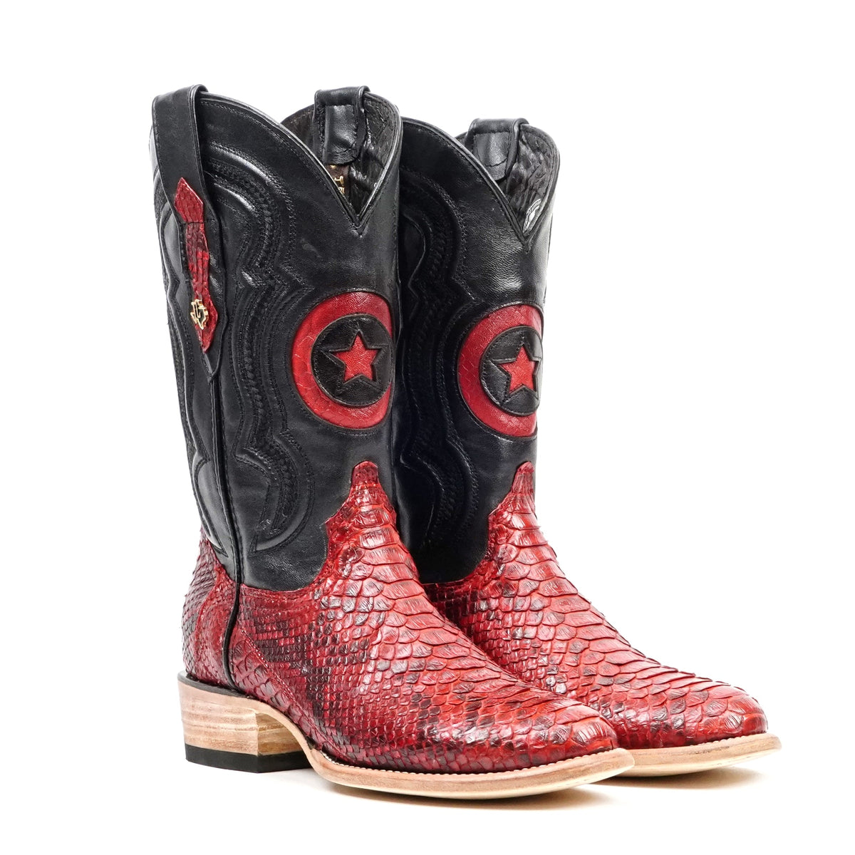 Tanner Python Boots - Red - Rodeo Toe (PT10) - Gomez Western Wear