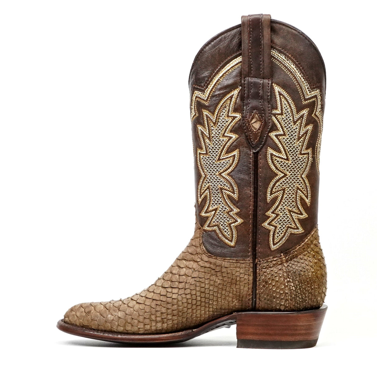 Tanner Python Boots - Tamarind - Roper Toe (PN240) - Gomez Western Wear