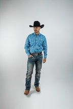 Texas Country - Blue Aztec Pearl Snap Long Sleeve Shirt (PS100L/T #173) - Gomez Western Wear