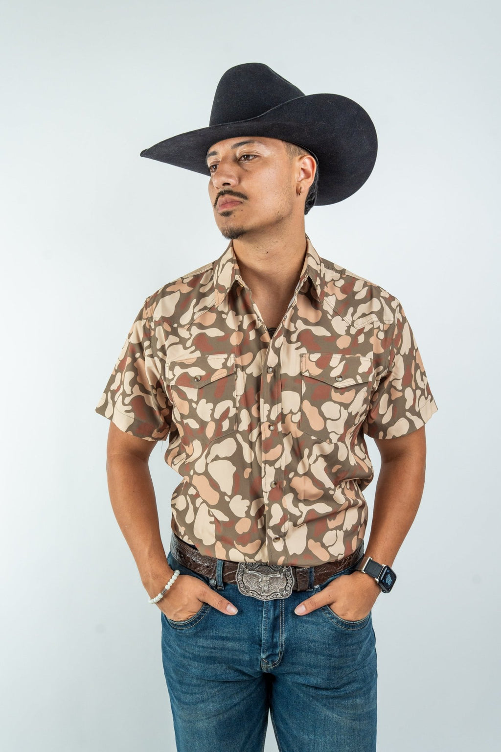 Texas Country - Brown Camo Pearl Snap Short Sleeve Shirt (RT101S/T #1152) - Gomez Western Wear