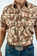 Texas Country - Brown Camo Pearl Snap Short Sleeve Shirt (RT101S/T #1152) - Gomez Western Wear