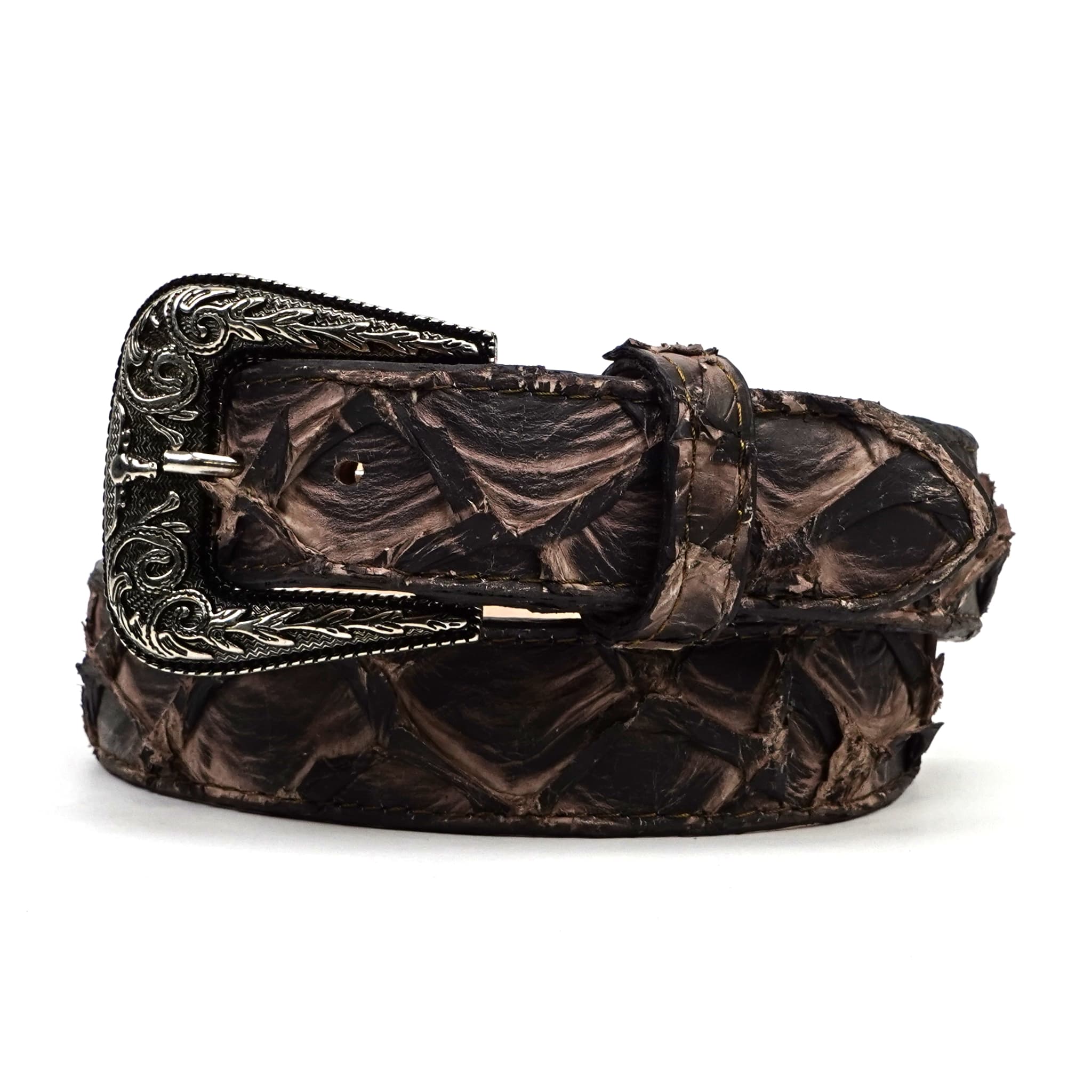 Texas Country Cinto Exotico TC Exotic Full Quilt Pirarucu Belt - Eclipse Brown (C-028)