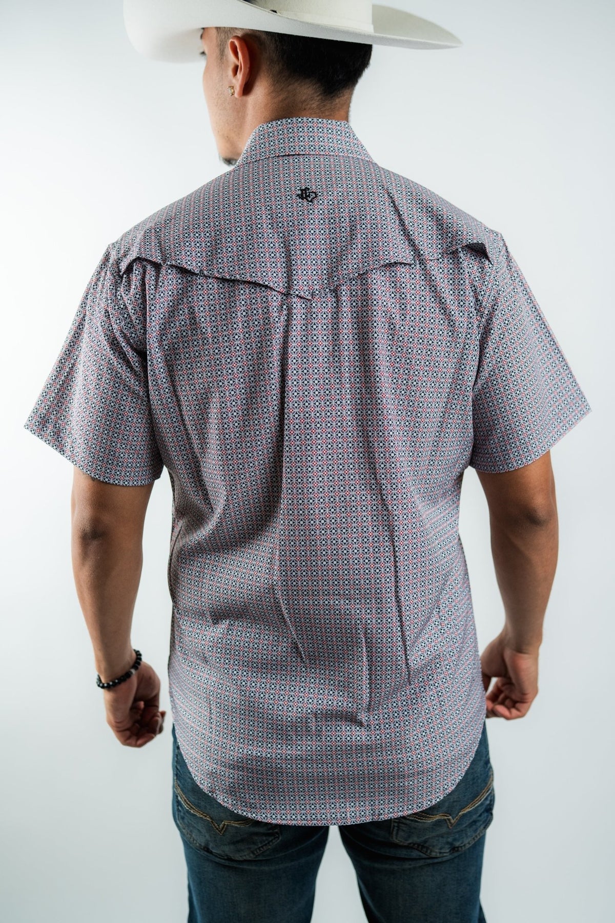 Texas Country - Geometric Black/Red Pearl Snap Short Sleeve Shirt (RT101ST #1104) - Gomez Western Wear