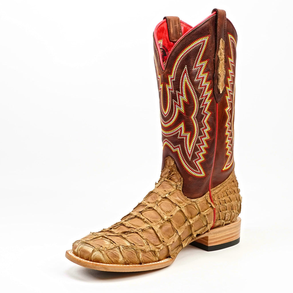 Texas Country Mens Diamond Collection Butch Pirarucu Fish Boots - Orix - Square Toe