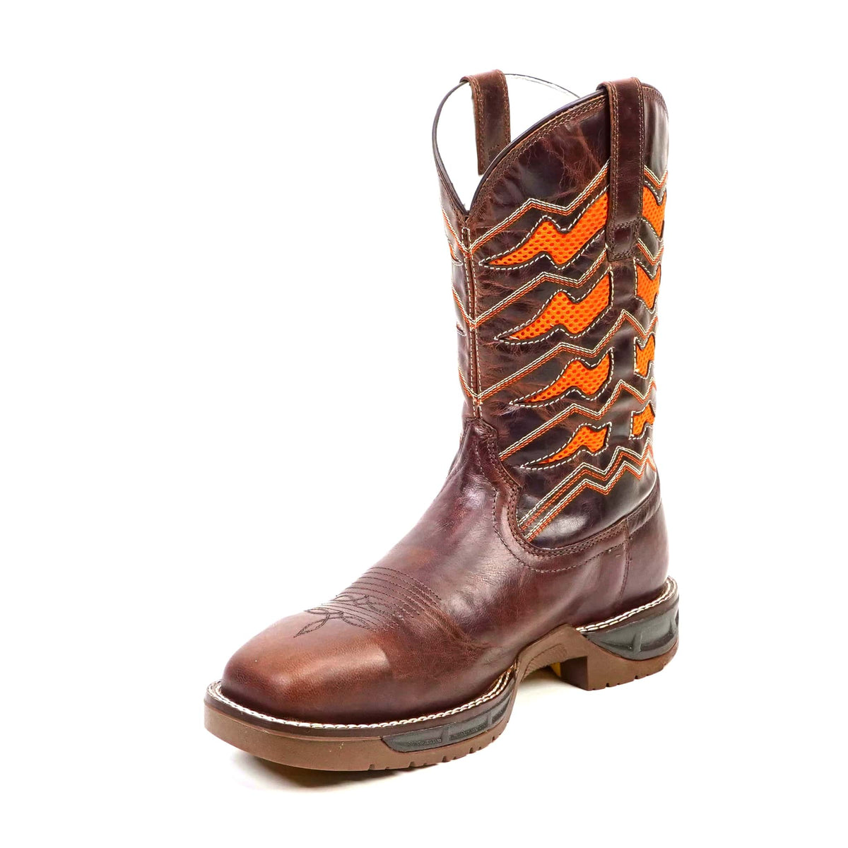 Texas Country - Orange &amp; Brown Work Boots - Composite Toe (TC009) - Gomez Western Wear