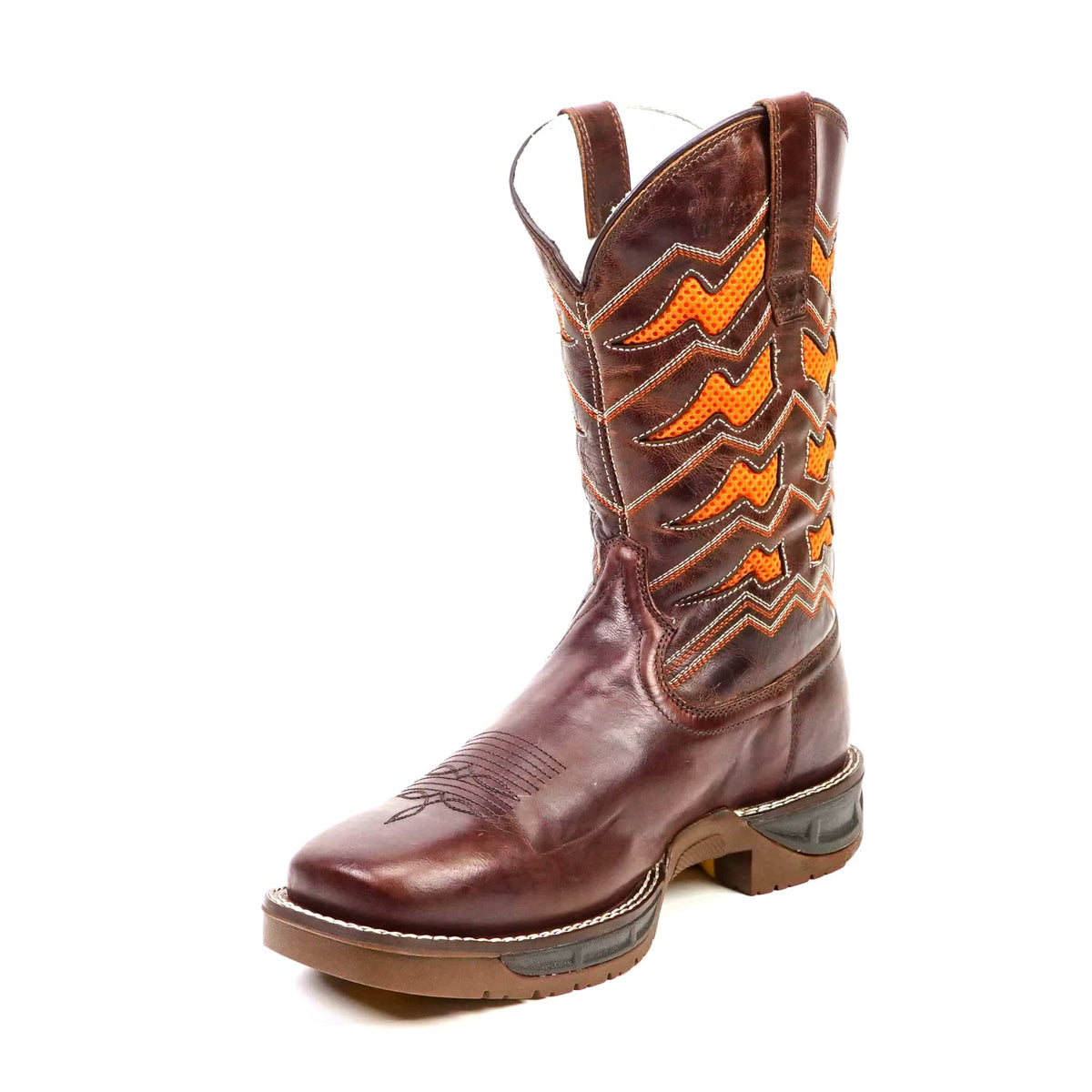 Texas Country - Orange & Brown Work Boots - Soft Toe (TC009) - Gomez Western Wear