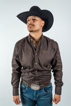 Texas Country - Solid Brown Button-Down Long-Sleeve Shirt (AC110L/T) - Gomez Western Wear