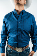 Texas Country - Solid Navy Button-Up Long Sleeve Shirt (AC100L/T) - Gomez Western Wear
