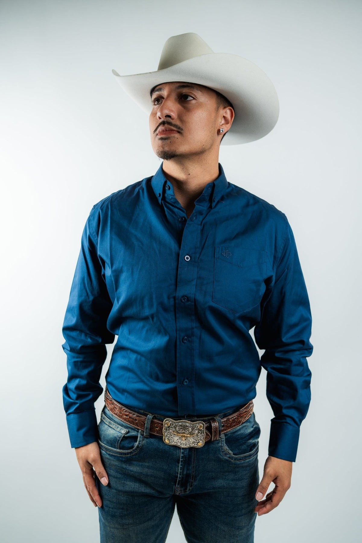Texas Country - Solid Navy Button-Up Long Sleeve Shirt (AC100L/T) - Gomez Western Wear