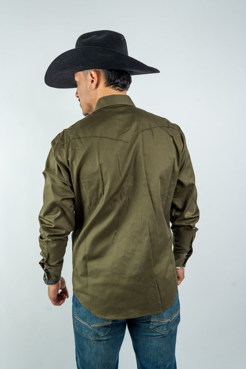 Texas Country - Solid Olive Pearl Snap Long-Sleeve Shirt (AC108L/T) - Gomez Western Wear