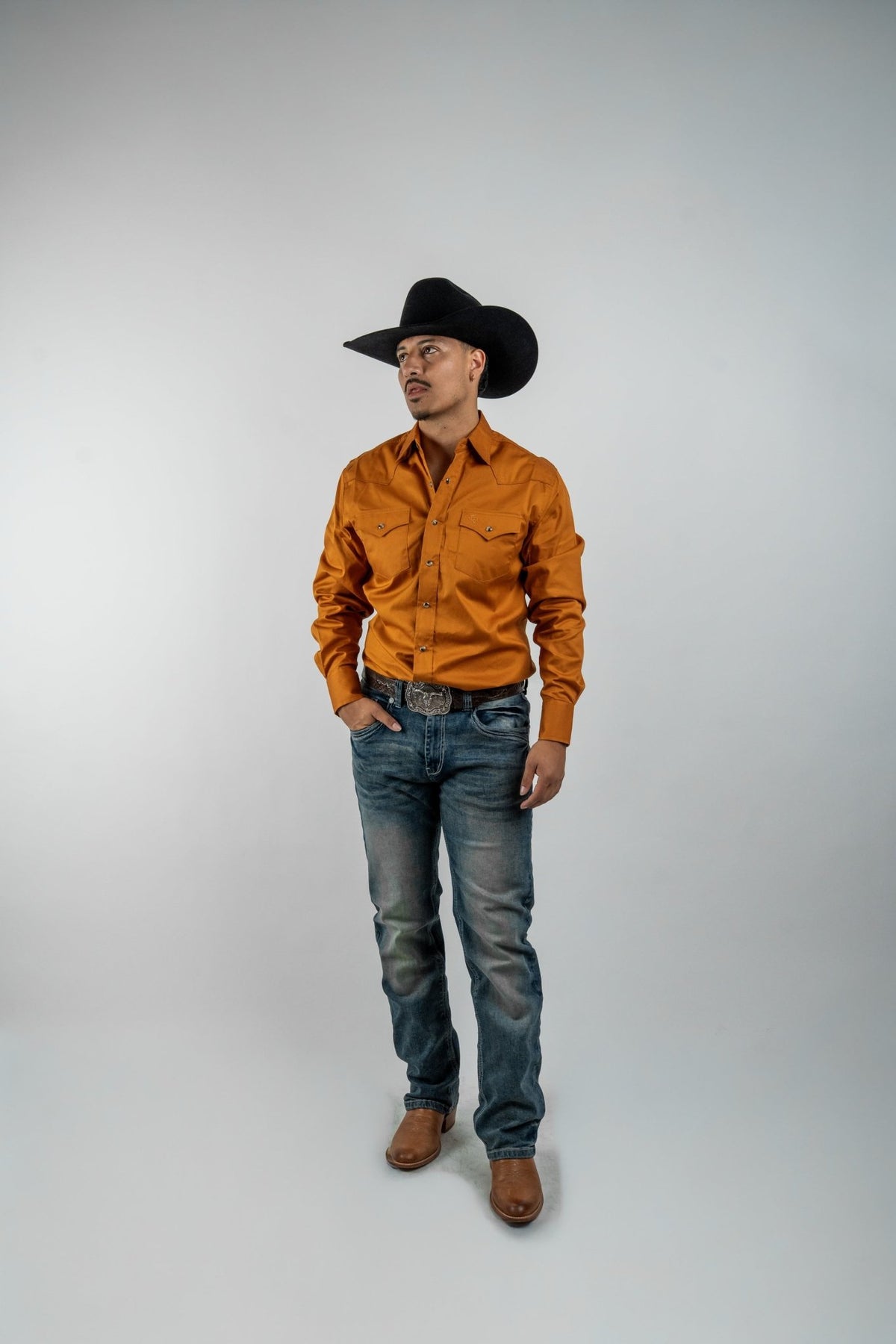 Texas Country - Solid Orange Pearl Snap Long-Sleeve Shirt (AC108L/T) - Gomez Western Wear