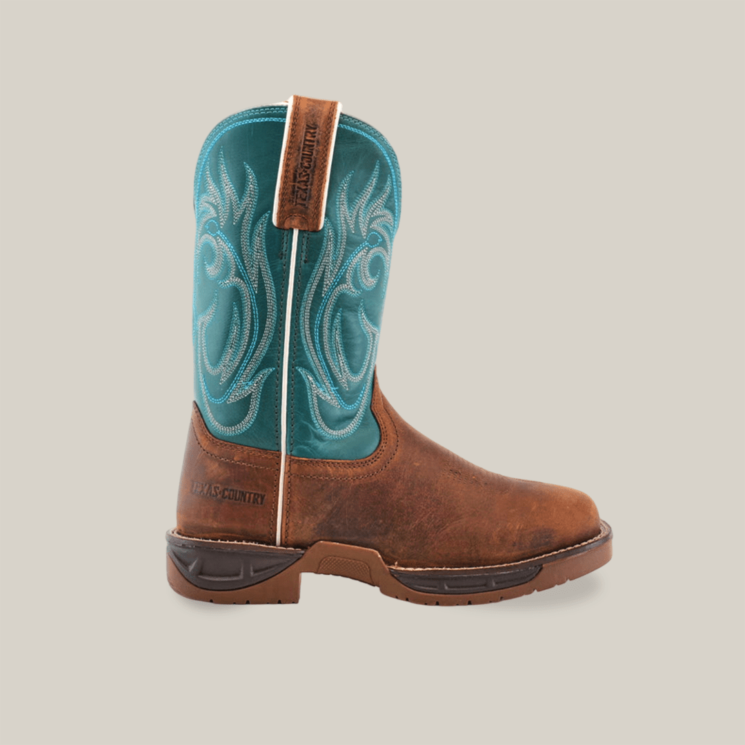 Texas Country - Turquoise Brown Work Boots - Composite Toe (241445) - Gomez Western Wear