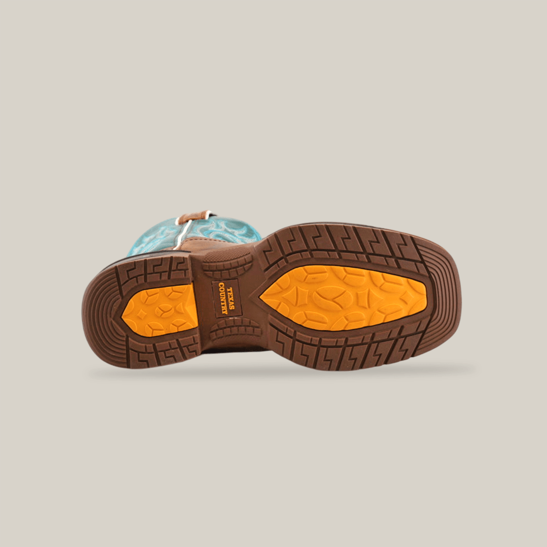 Texas Country - Turquoise Brown Work Boots - Composite Toe (241445) - Gomez Western Wear