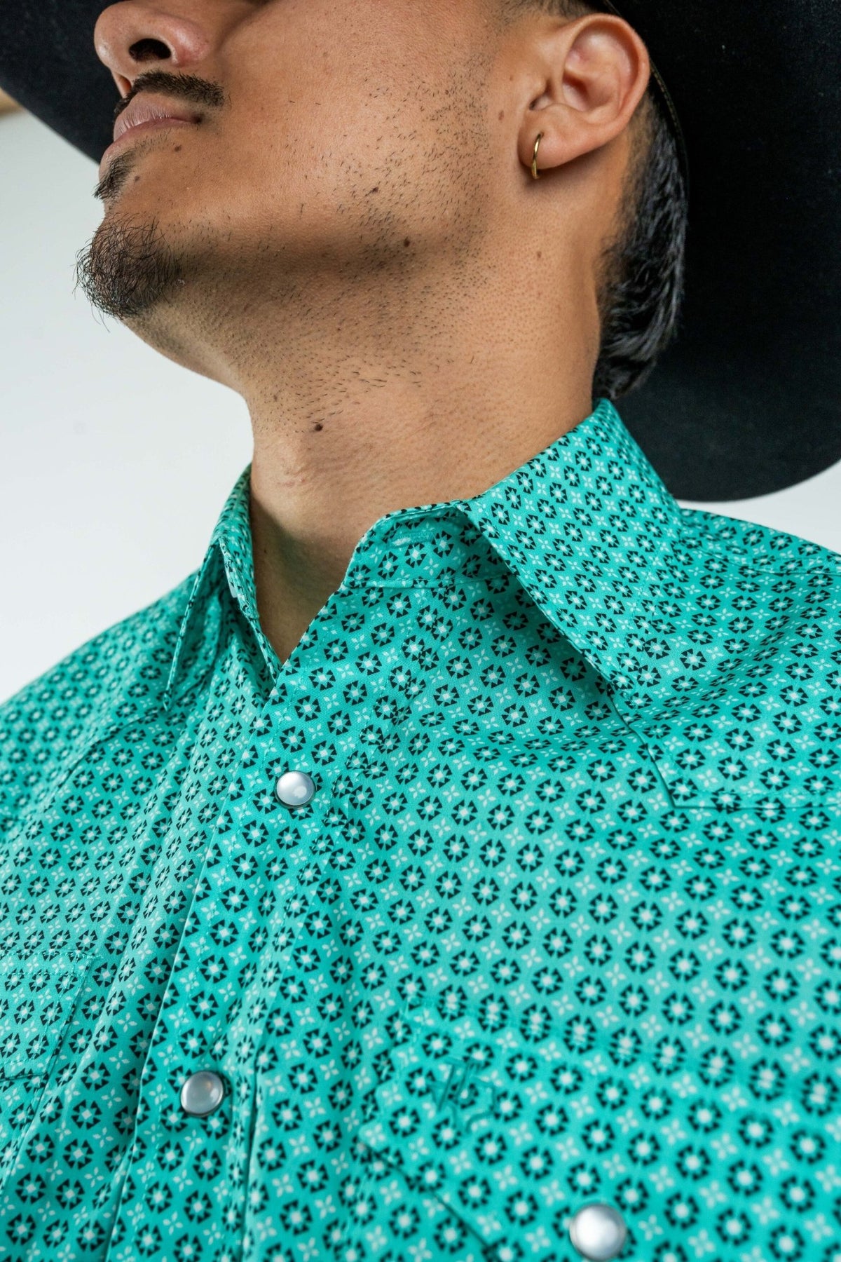 Texas Country - Turquoise Flowers Pearl Snap Long Sleeve Shirt (PS100L/T #1108) - Gomez Western Wear