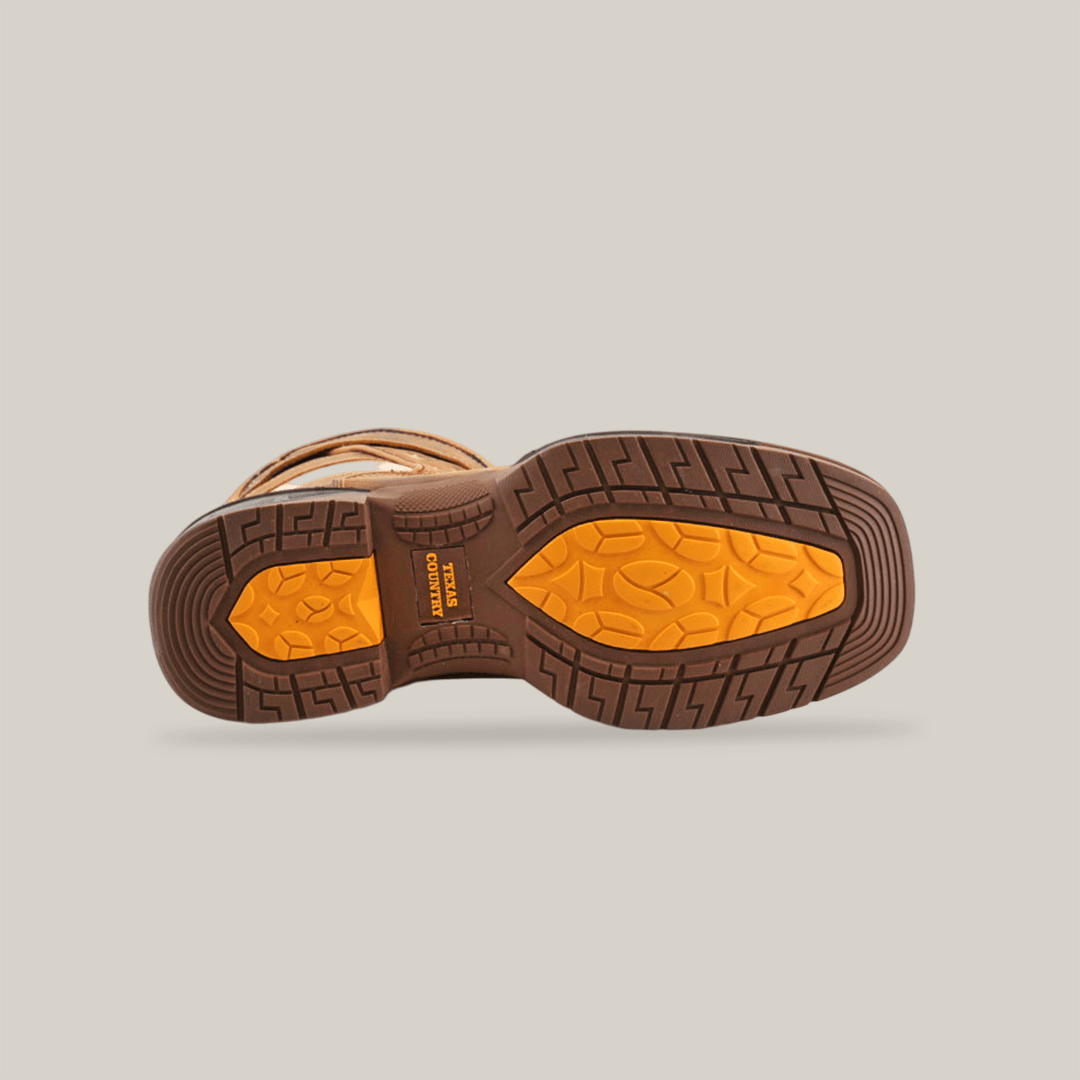 Texas Country - U.S. Flag Tan Work Boots - Composite Toe (TC001) - Gomez Western Wear