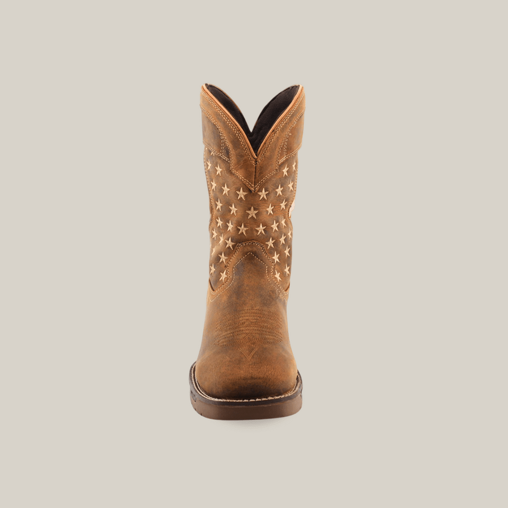 Texas Country - U.S. Flag Tan Work Boots - Composite Toe (TC001) - Gomez Western Wear
