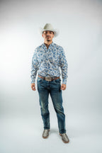 Texas Country - White Floral Button-Up Long Sleeve Shirt (MOD 1079) - Gomez Western Wear