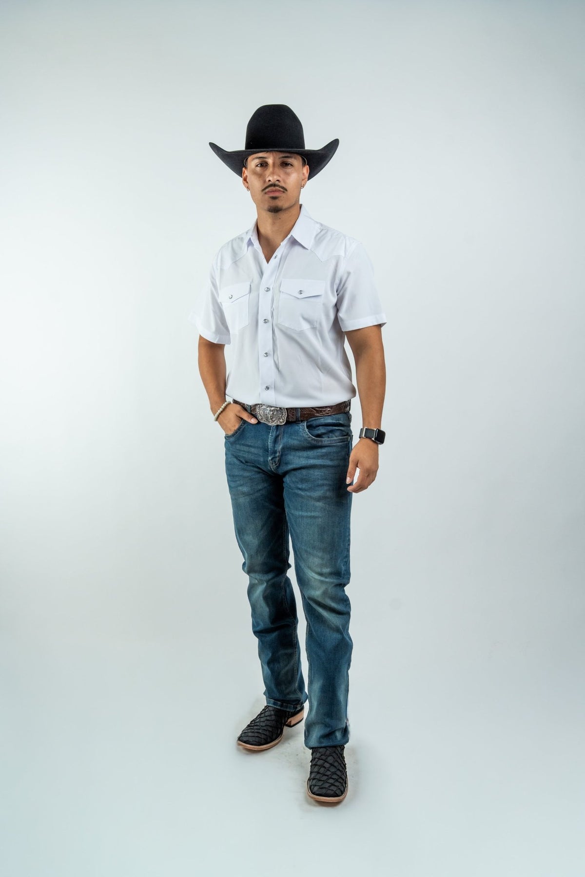 Texas Country - White Pearl Snap Short Sleeve Shirt (RT102S/T White) - Gomez Western Wear