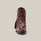 Ximena Python Chocolate Booties - Round Toe - Gomez Western Wear
